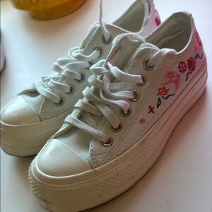 Floral White Canvas Sneakers